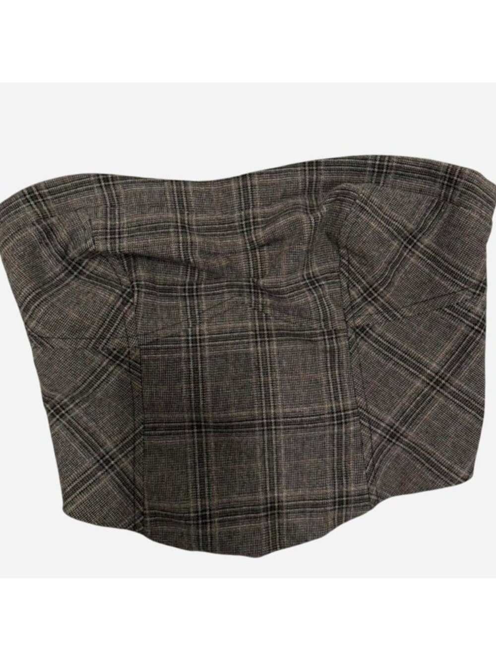 Brown plaid strapless corset top